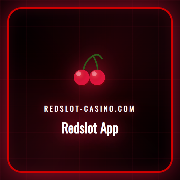 En smarttelefon som viser startsiden til Redslot App med spillikoner og en attraktiv velkomstbonus.