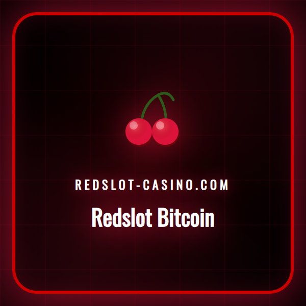 En illustrasjon som viser Redslot-logoen med Bitcoin-symboler rundt for å representere kryptobetalinger.