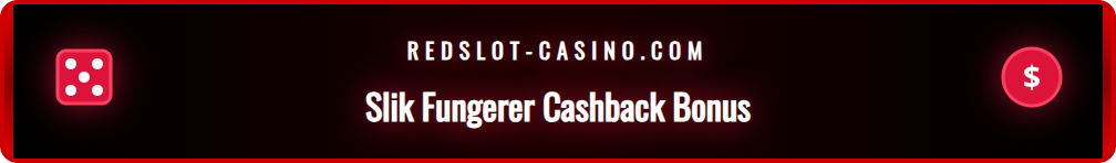 Infografikk som viser prosessen for å motta cashback hos Redslot, fra innskudd til utbetaling av bonus.