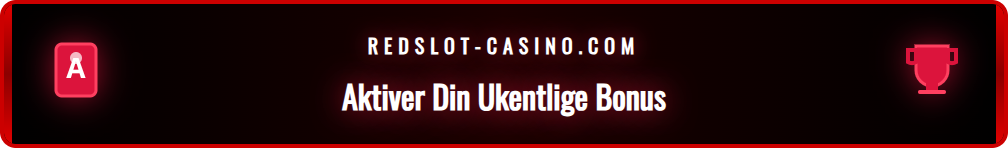 Skjermbilde av Redslot-kampanjesiden hvor en spiller aktiverer sin ukentlige cashback-bonus.