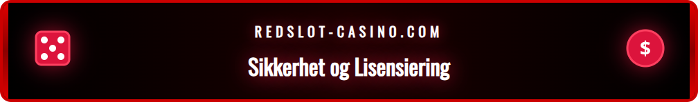 En grafikk som viser MGA-lisens og SSL-kryptering hos Redslot.