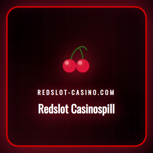 En collage som viser ulike Redslot casinospill, inkludert spilleautomater og live roulette, med en norsk spiller som ser på en skjerm.