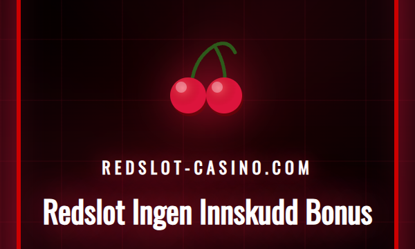En illustrasjon av Redslot casino-logoen med mynter og bonussymboler.