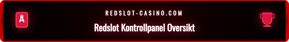 Illustrasjon av Redslots spiller-dashboard etter innlogging, med spill, bonuser og kontoinnstillinger.
