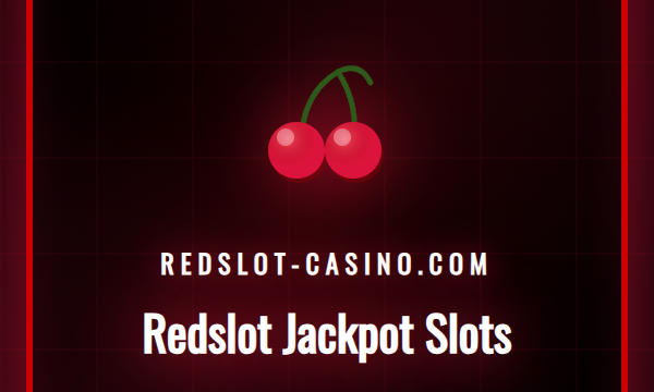 En spennende visuell fremstilling av Redslot Jackpot Slots med blinkende lys og store gevinstsymboler.
