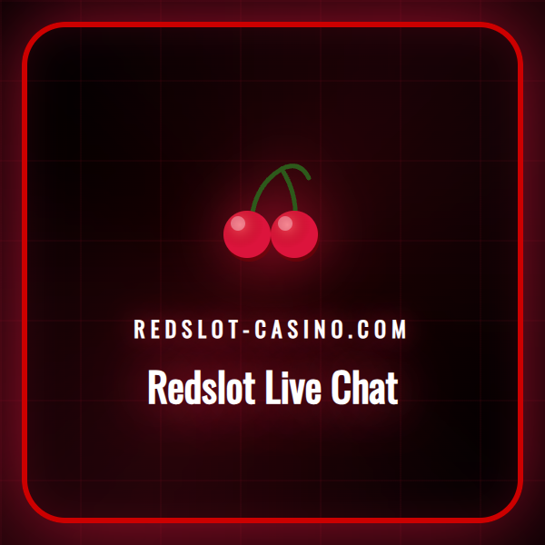 En kundeservicemedarbeider med headset som smilende hjelper en spiller via Redslot Live Chat på en dataskjerm.