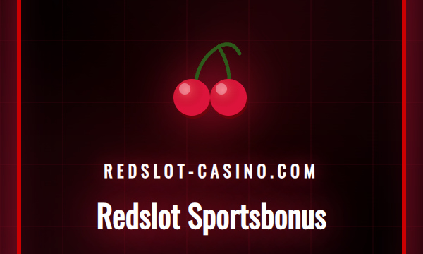 En glad sportsfan feirer en seier foran en skjerm som viser Redslot-logoen og sportsodds.